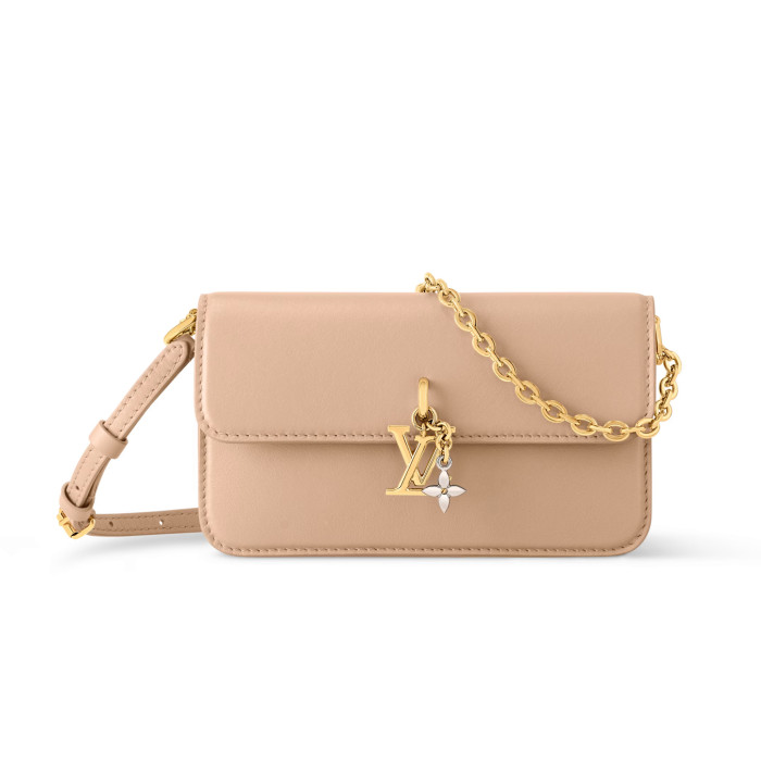 NIGO Louis Vuitton WALLET ON CHAIN LV BLOOM Women's Solid Color Metal Chain Shoulder Strap Cowhide Leather Handbag Single Shoulder Crossbody Bag Bags #nigo77333