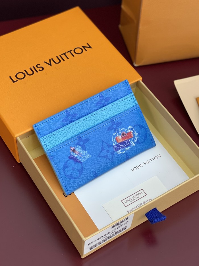 NIGO Louis Vuitton Double Men's Solid Color Logo Print Holiday Sports Series Leather Card Holder Wallet Bag Bags #nigo77331