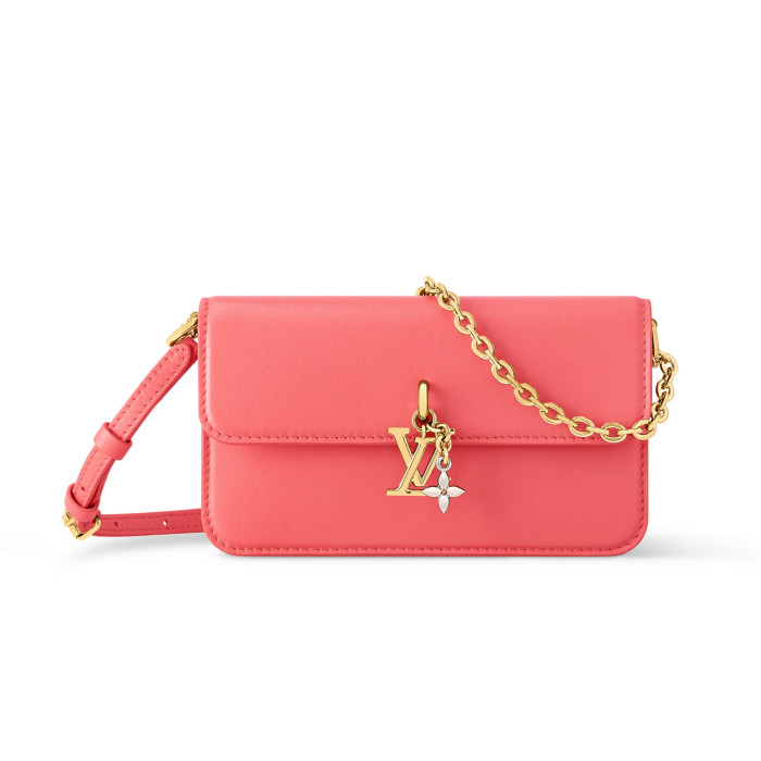 NIGO Louis Vuitton WALLET ON CHAIN LV BLOOM Women's Solid Color Metal Chain Shoulder Strap Cowhide Leather Handbag Single Shoulder Crossbody Bag Bags #nigo77333