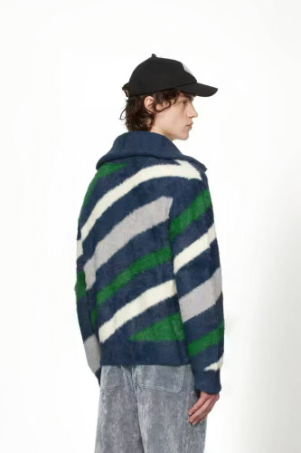 NIGO Casablanca Men's and Women's Autumn/Winter Color Block Printed High Neck Zipper Long Sleeve Knitted Jacket #nigo77328