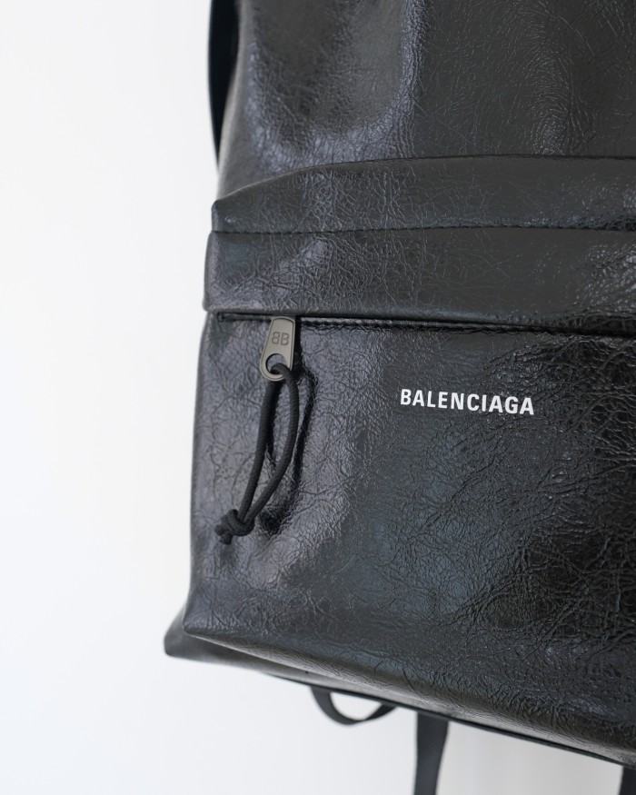 NIGO Balenciaga Explorer Men's Solid Color Letter Print Oil Wax Leather Book Bag Backpack Bags #nigo77327