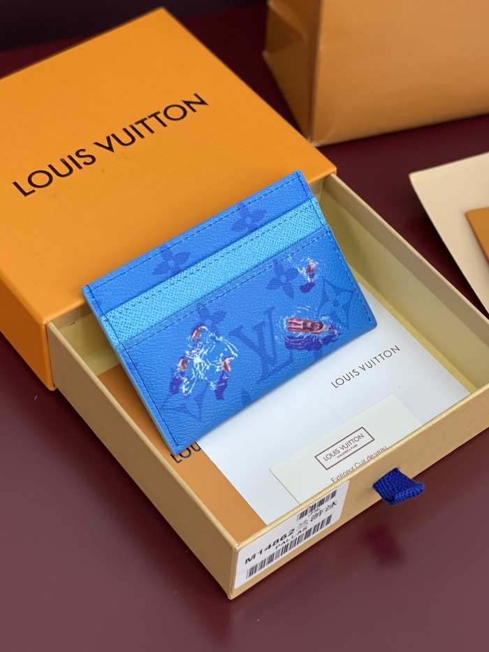 NIGO Louis Vuitton Double Men's Solid Color Logo Print Holiday Sports Series Leather Card Holder Wallet Bag Bags #nigo77331
