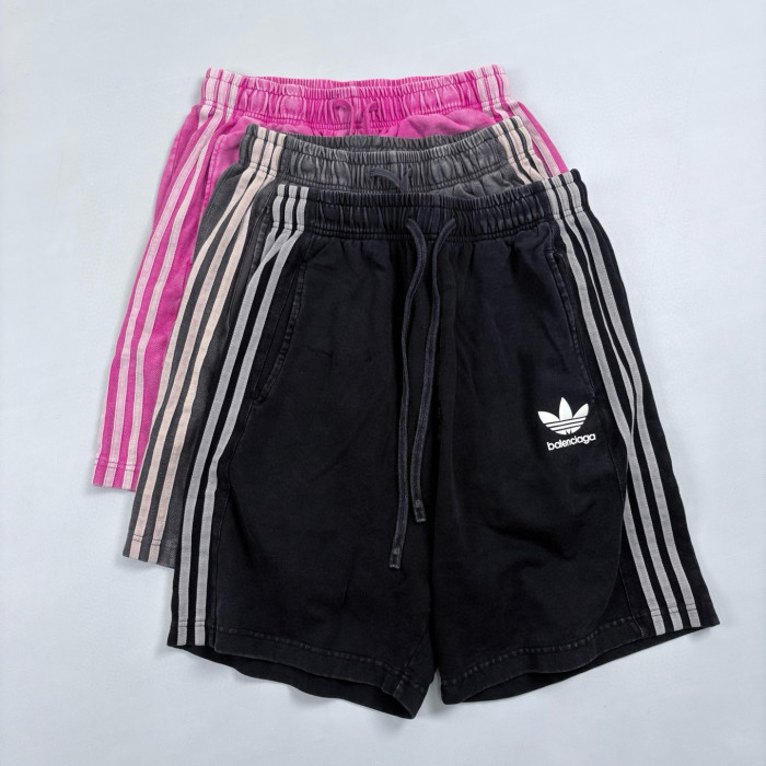 NIGO Balenciaga X Adidas Men's and Women's Summer Solid Color Stretch Waist Tie Cotton Shorts #nigo77323