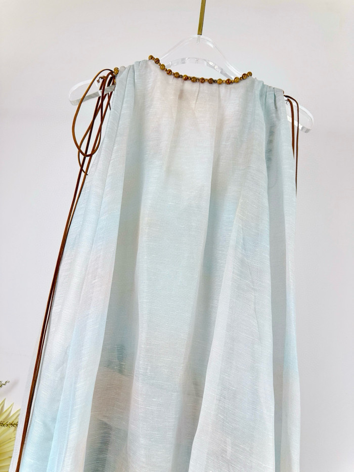 NIGO Zimmermann Women's Summer Solid Color Seascape Pattern Printed V-neck Sleeveless Long Dress #nigo77342