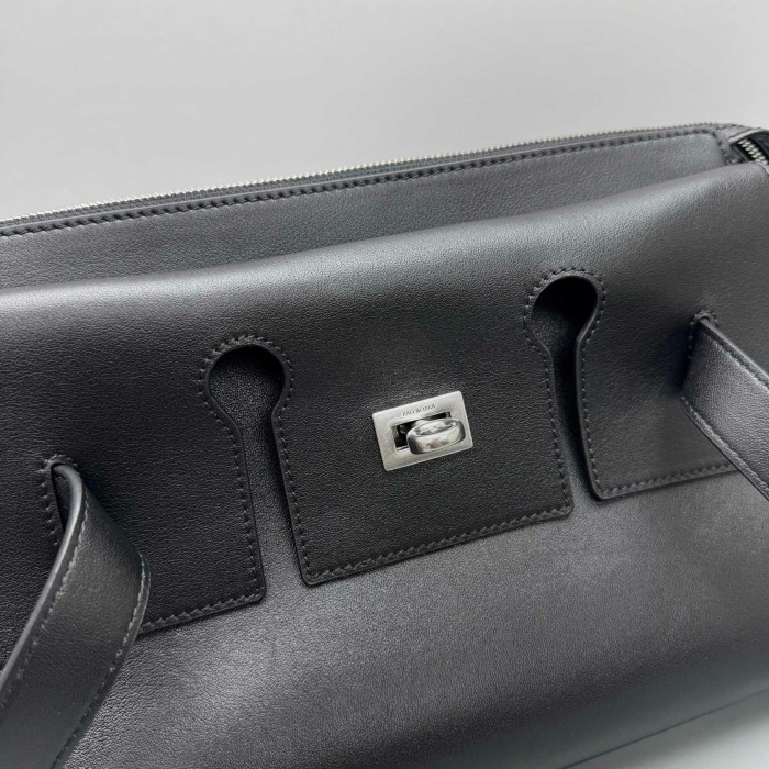 NIGO Balenciaga Bel Air Men's Solid Color Distressed Silver Metal Accessory Cowhide Messenger Bag Shoulder Bags #nigo77339