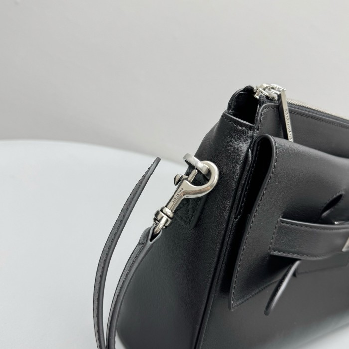 NIGO Balenciaga Bel Air Men's Solid Color Distressed Silver Metal Accessory Cowhide Messenger Bag Shoulder Bags #nigo77339
