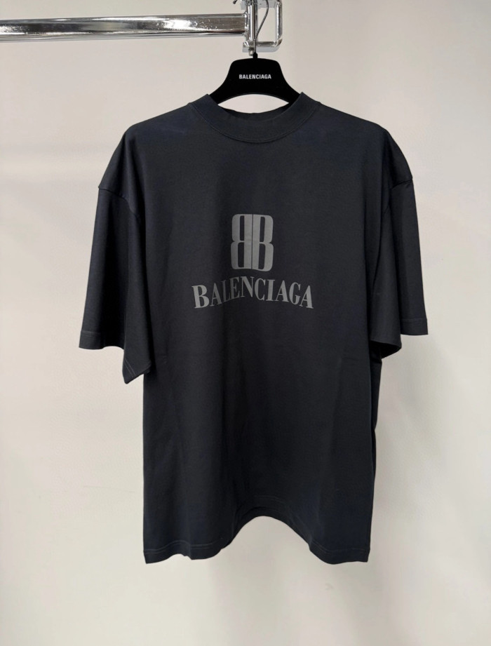 NIGO Balenciaga Men's Summer Solid Color Letter Print Round Neck Cotton Short Sleeve T-Shirt #nigo77337