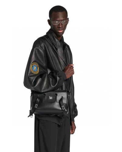 NIGO Balenciaga Bel Air Men's Solid Color Distressed Silver Metal Accessory Cowhide Messenger Bag Shoulder Bags #nigo77339
