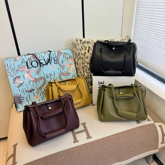 NIGO Loewe Madrid Women's Solid Color Letter Logo Gold Hardware Cowhide Handbag Shoulder Bag Bags #nigo77356