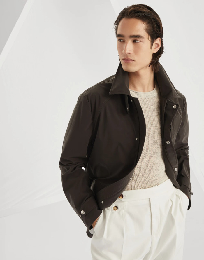 NIGO Brunello Cucinelli Men's Spring And Autumn Solid Color Lapel Long Sleeve Water-Resistant Bonded Cotton Unlined Field Jacket Ngvp #nigo1812