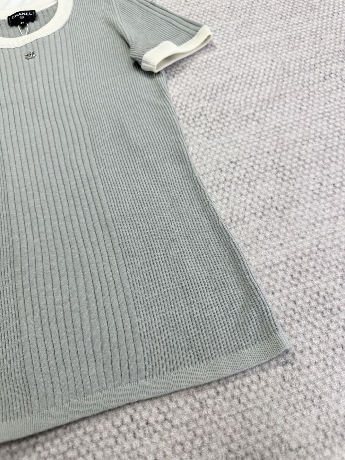 NIGO Chanel Women's Summer Solid Color Cotton Knitted Round Neck Short Sleeve T-Shirt #nigo77364