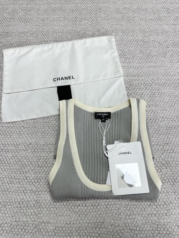 NIGO Chanel Women's Summer Solid Color Cotton Knitted Round Neck Tank Top #nigo77363
