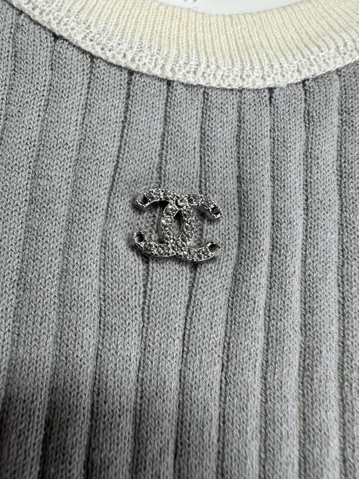 NIGO Chanel Women's Summer Solid Color Cotton Knitted Round Neck Tank Top #nigo77363