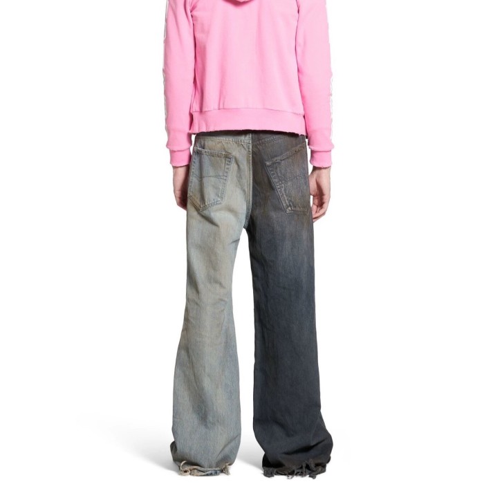 NIGO Balenciaga Men's Women's Colorblocking Denim Patchwork Old Damage Casual Loose Straight Leg Lace-Up Pants Ngvp #nigo1818