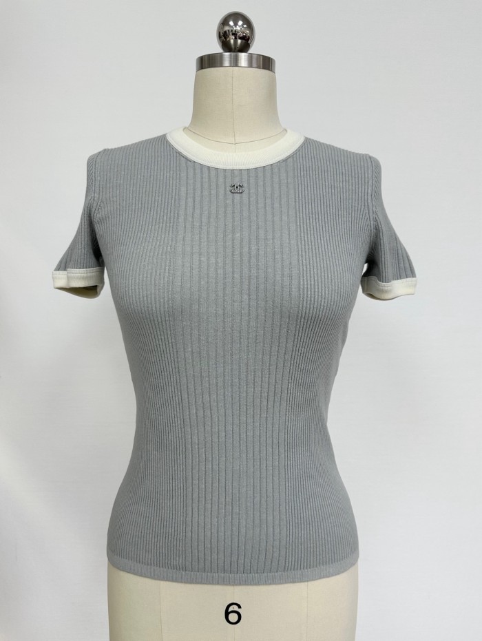 NIGO Chanel Women's Summer Solid Color Cotton Knitted Round Neck Short Sleeve T-Shirt #nigo77364