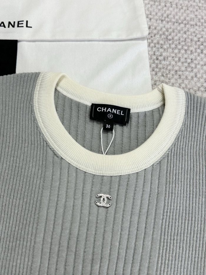 NIGO Chanel Women's Summer Solid Color Cotton Knitted Round Neck Short Sleeve T-Shirt #nigo77364