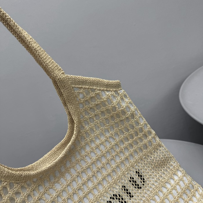 NIGO MiuMiu IVY Raffia Women's Solid Color Linen Woven Mesh Letter Print Shopping Bag Shoulder Bags #nigo77355
