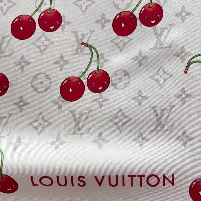 NIGO Louis Vuitton LV x TM MONOGRAM CERISE 90 Women's Cherry Pattern Letter Print Solid Color Pure Silk Square Scarf #nigo77353
