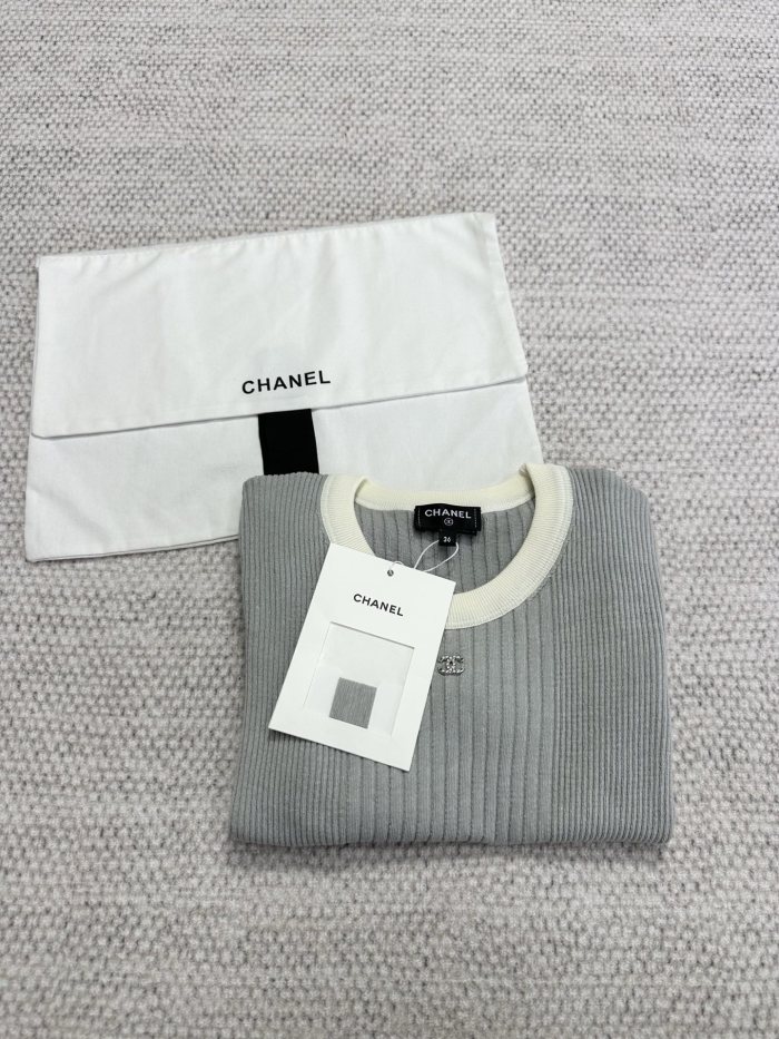 NIGO Chanel Women's Summer Solid Color Cotton Knitted Round Neck Short Sleeve T-Shirt #nigo77364