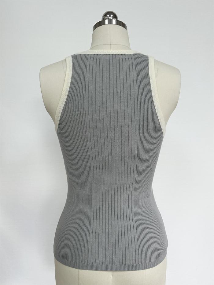 NIGO Chanel Women's Summer Solid Color Cotton Knitted Round Neck Tank Top #nigo77363