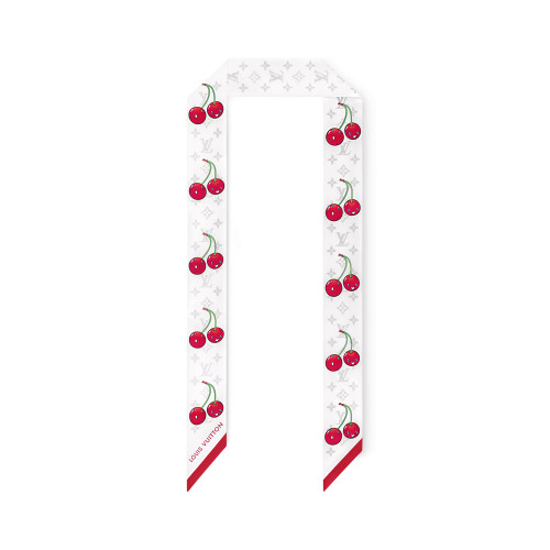 NIGO Louis Vuitton LV x TM Monogram Cerise Women's Cherry Pattern Letter Print Solid Colour Pure Silk Headband Scarf #nigo77352