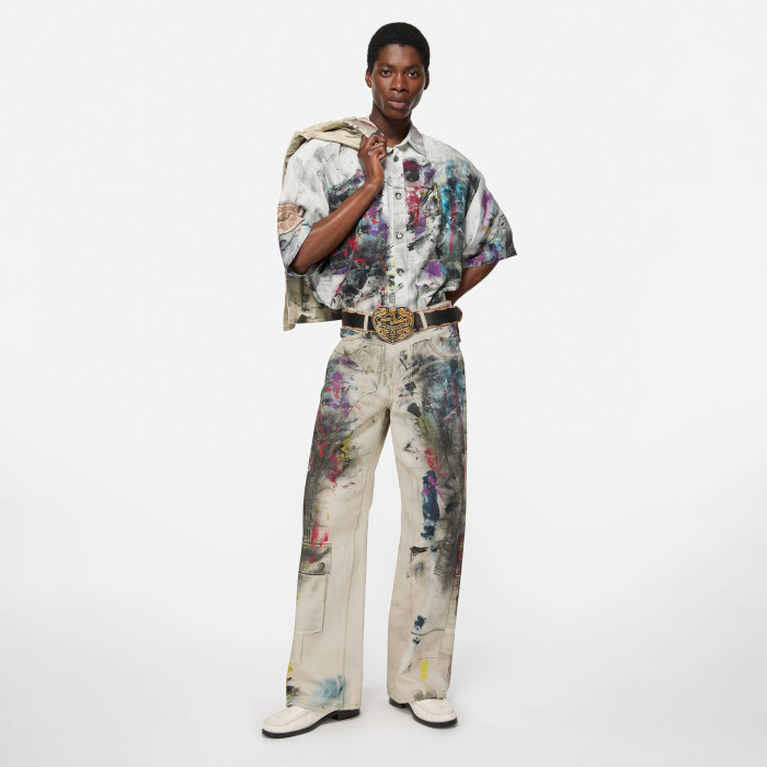 NIGO Acne Studios Men's Women's Mismatch Effect Printed Jacket Loose Straight Trousers Pants Fashion Trend High Street 3D Suit Set Ngvp #nigo1732