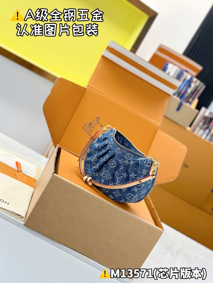NIGO Louis Vuitton Pochette Valley Women's Solid Color Logo Print Denim Tote Bag Shoulder Bags #nigo77379