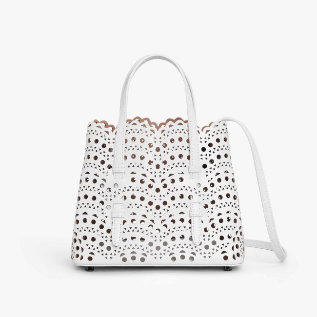 NIGO Alaia MINA 20 BAG IN VIENNE WAVE CALFSKIN Women's Solid Color Openwork Design Button Closure Wave Calfskin Shoulder Bag Handbag Bags #nigo77381
