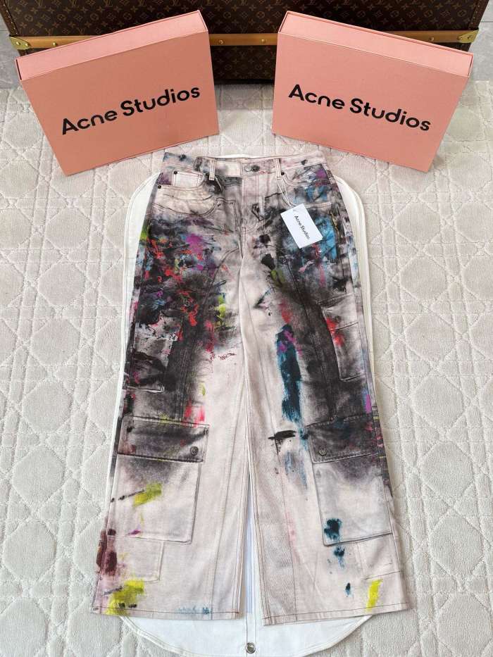 NIGO Acne Studios Men's Women's Mismatch Effect Printed Jacket Loose Straight Trousers Pants Fashion Trend High Street 3D Suit Set Ngvp #nigo1732