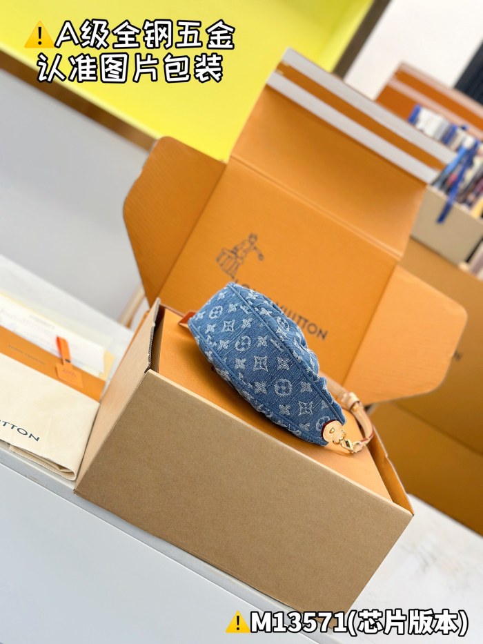 NIGO Louis Vuitton Pochette Valley Women's Solid Color Logo Print Denim Tote Bag Shoulder Bags #nigo77379