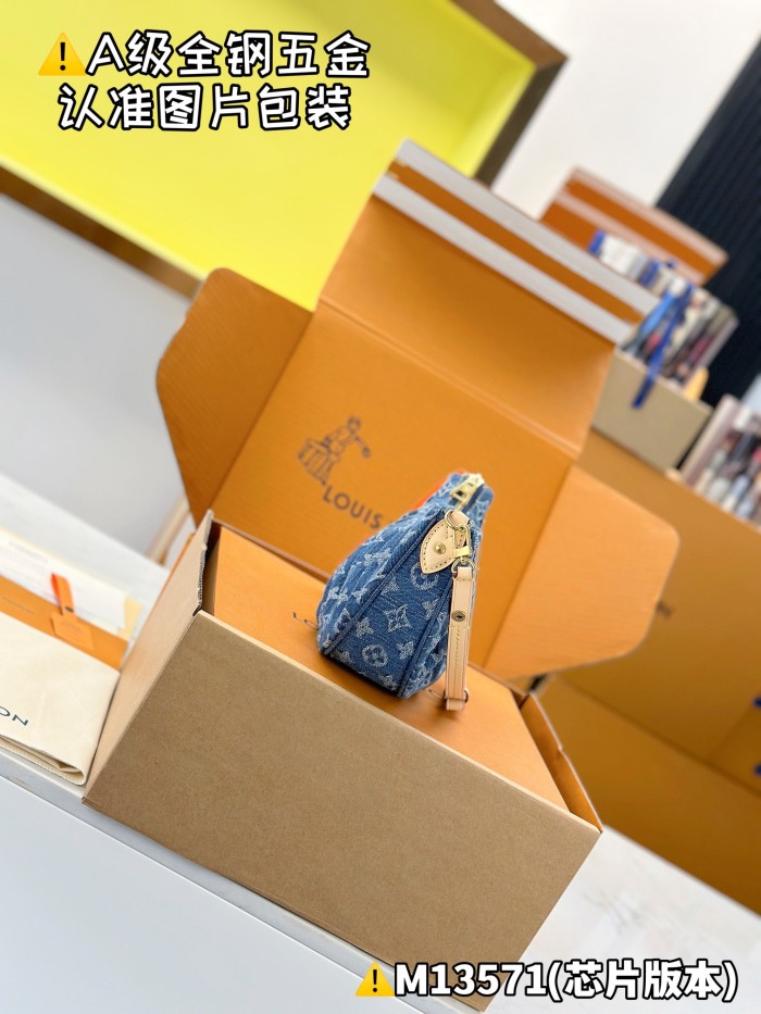 NIGO Louis Vuitton Pochette Valley Women's Solid Color Logo Print Denim Tote Bag Shoulder Bags #nigo77379