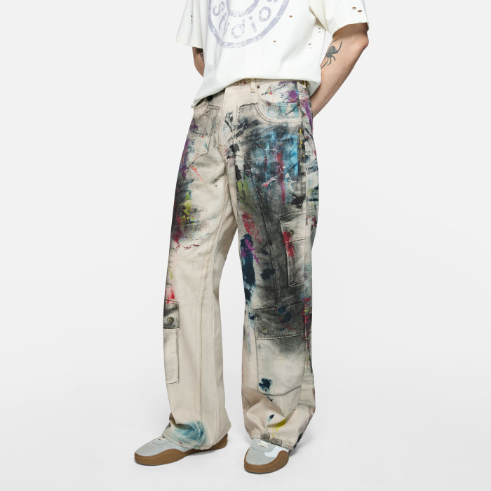 NIGO Acne Studios Men's Women's Mismatch Effect Printed Jacket Loose Straight Trousers Pants Fashion Trend High Street 3D Suit Set Ngvp #nigo1732