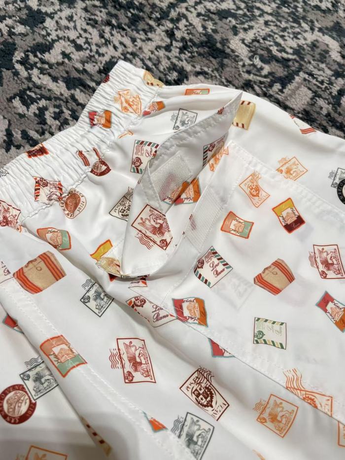 NIGO Loro Piana Men's Summer Solid Color Stamp Print Casual Drawstring Beach Shorts #nigo77384