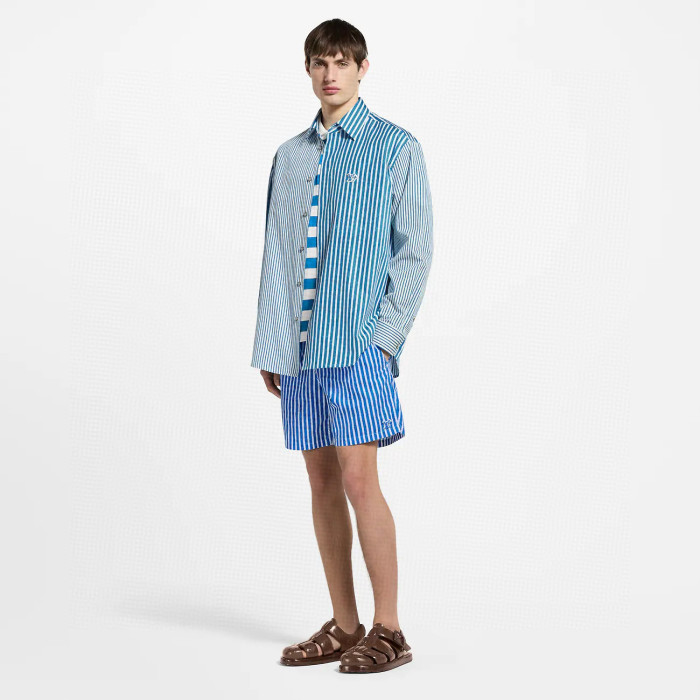 NIGO Louis Vuitton Men's Summer Solid Colour Striped Print Casual Drawstring Beach Shorts #nigo77411