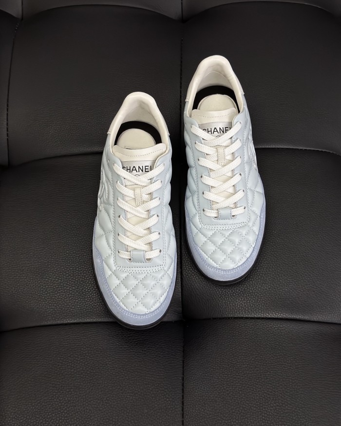 NIGO Chanel Women's Solid Color Round Toe Leather Low Top Lace-Up Sneakers Shoes #nigo77416