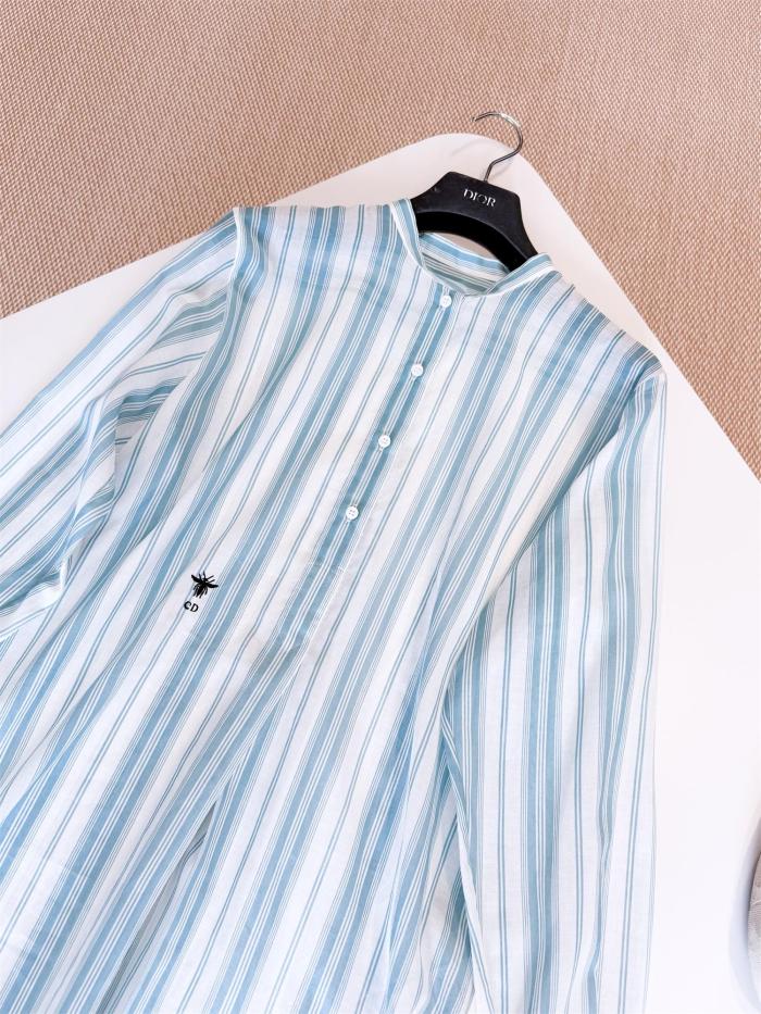 NIGO Dior Women's Summer Striped Printed Lightweight Single-Breasted Long-Sleeved Shirt #nigo77417