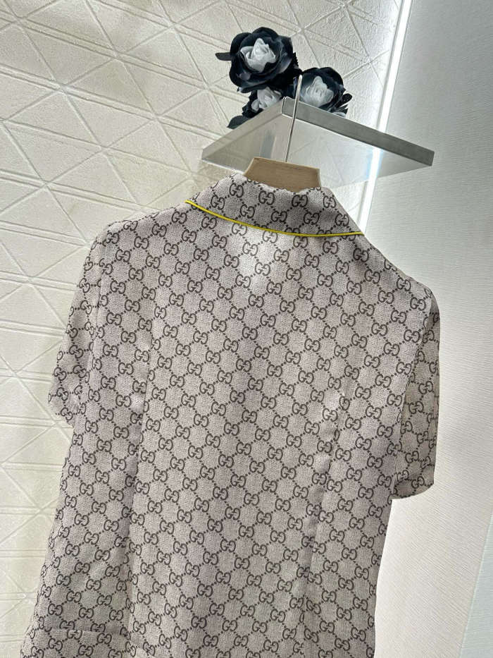 NIGO Gucci Women's Spring/Summer Solid Color Logo Print Cotton Single-Breasted Short-Sleeved Jumpsuit #nigo77415