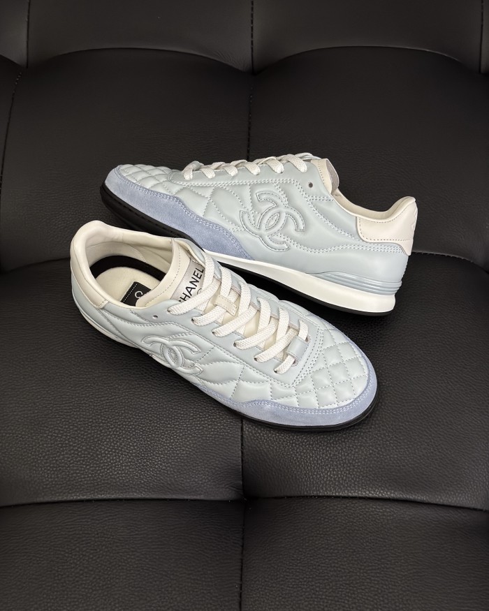 NIGO Chanel Women's Solid Color Round Toe Leather Low Top Lace-Up Sneakers Shoes #nigo77416