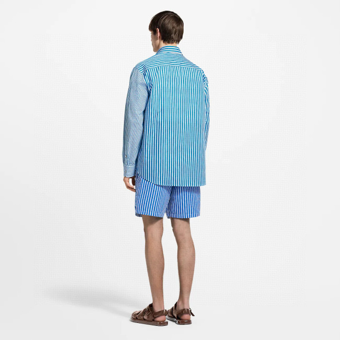 NIGO Louis Vuitton Men's Summer Solid Colour Striped Print Casual Drawstring Beach Shorts #nigo77411
