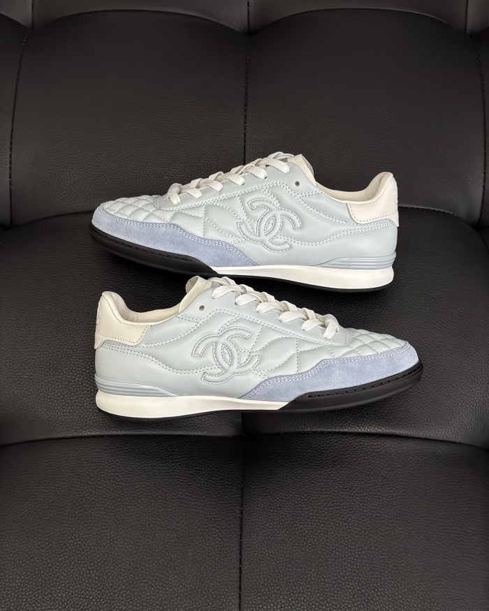 NIGO Chanel Women's Solid Color Round Toe Leather Low Top Lace-Up Sneakers Shoes #nigo77416