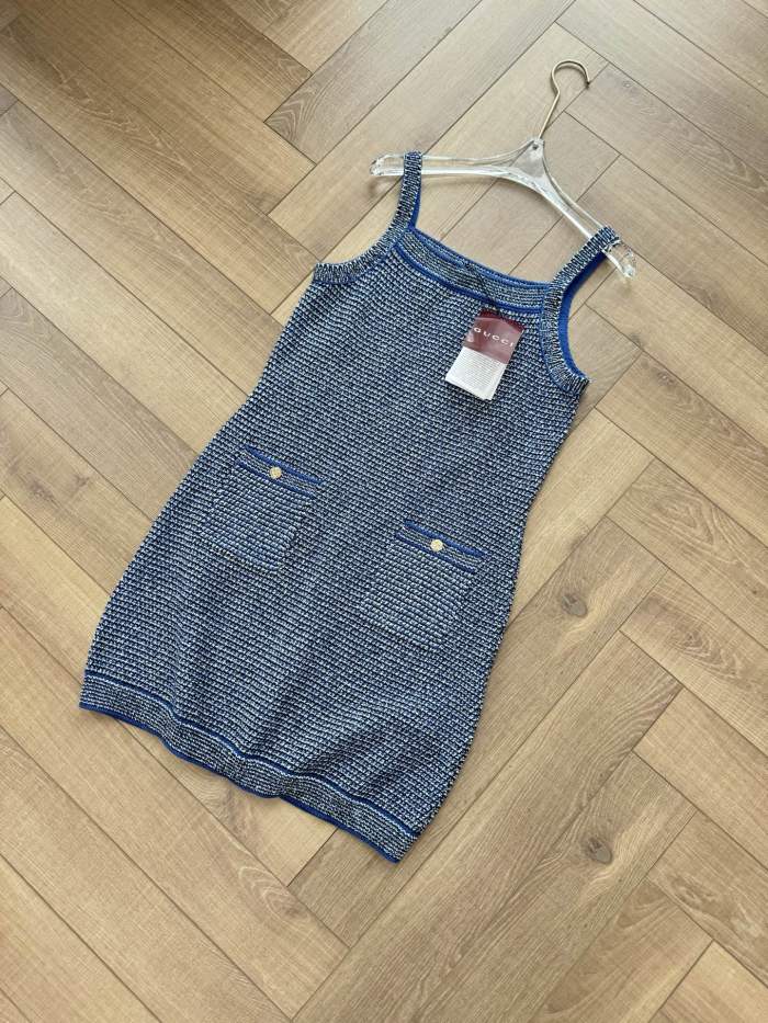 NIGO Gucci Women's Spring/Summer Solid Color Striped Print Strapless Short Dress #nigo77433