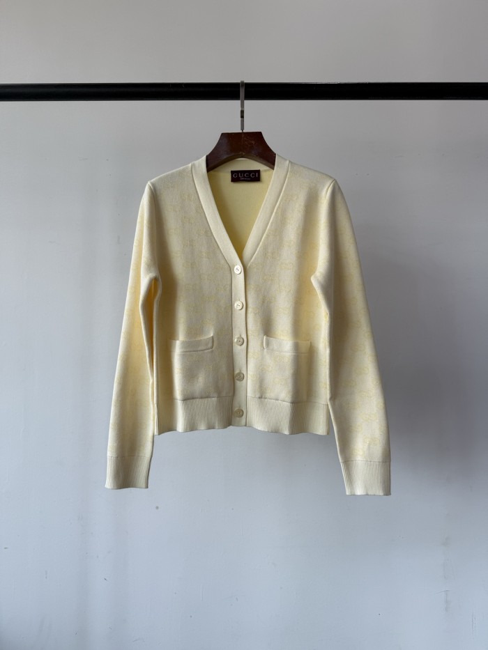 NIGO Gucci Women's Spring And Fall V-neck Single Breasted Drop Shoulder Long Sleeved Knit Cardigan Jacket #nigo77431