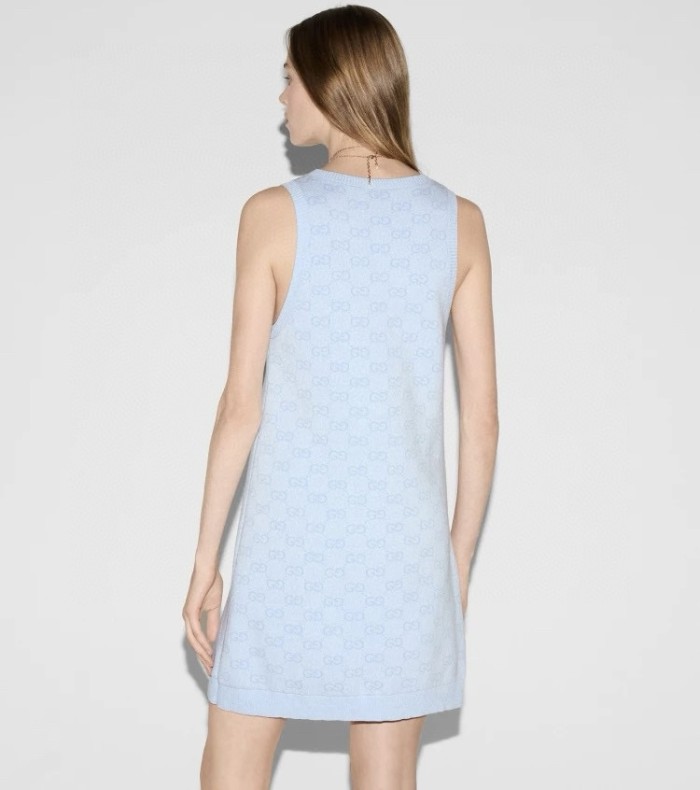 NIGO Gucci Women's Summer Logo Print Wool Round Neck Strapless Dress #nigo77429