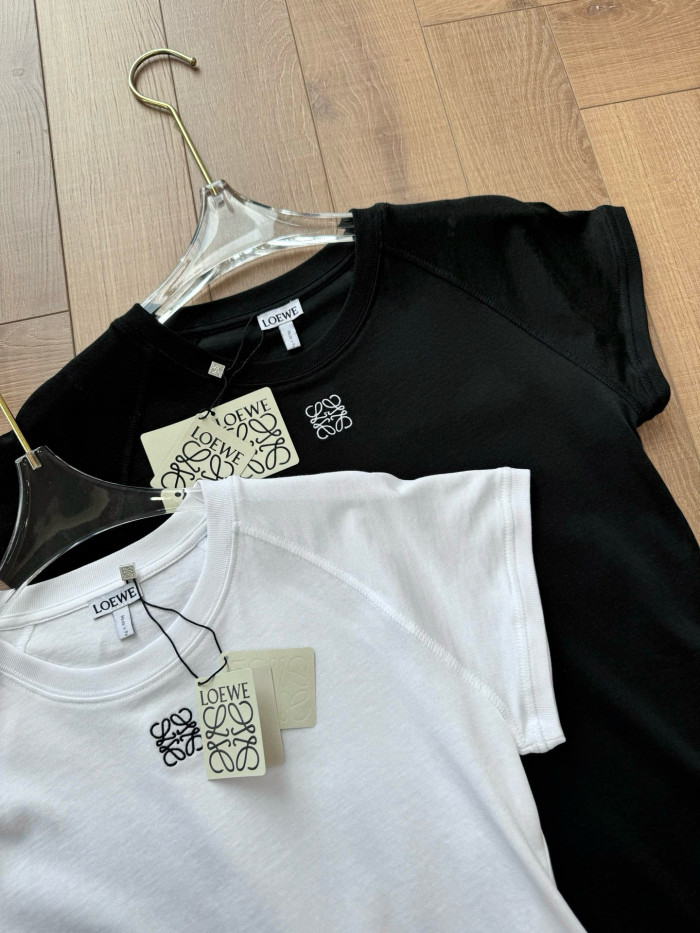 NIGO Loewe Women's Summer Solid Colour Embroidered Logo Print Round Neck Cotton Short Sleeve T-Shirt #nigo77439