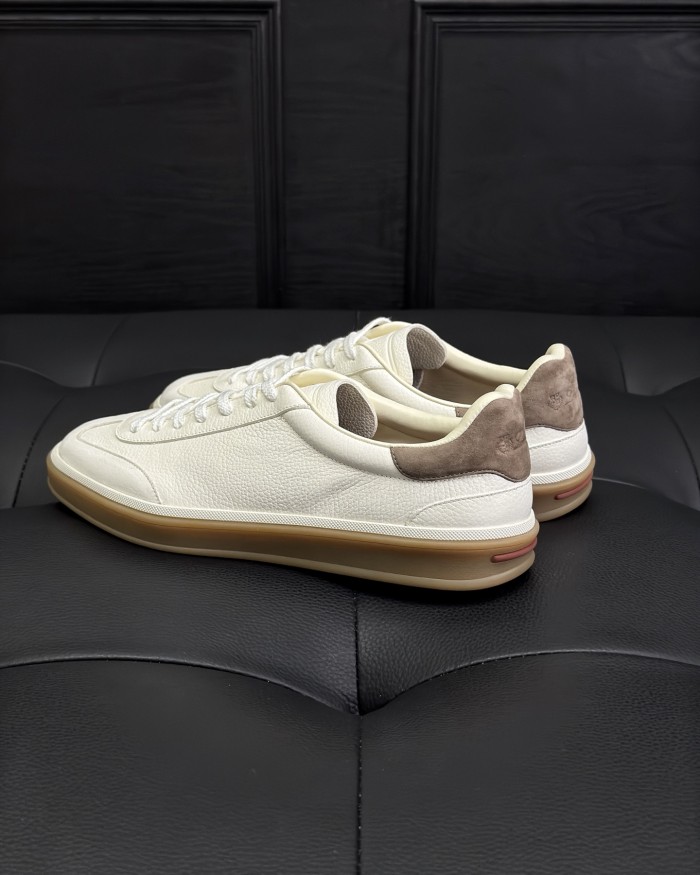 NIGO Loro Piana Tennis Walk Men's Solid Color Round Toe Lace-Up Calfskin Low-Top Training Shoes #nigo77437