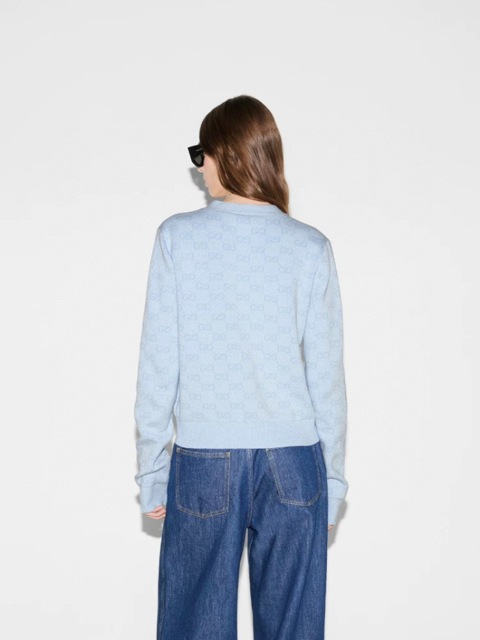 NIGO Gucci Women's Spring And Fall V-neck Single Breasted Drop Shoulder Long Sleeved Knit Cardigan Jacket #nigo77431