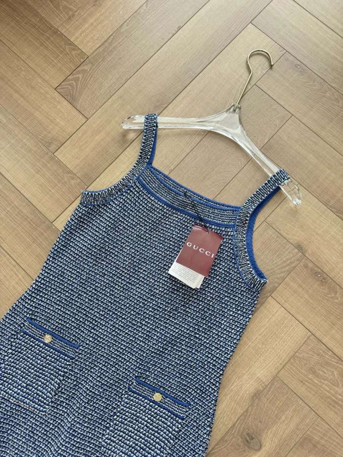 NIGO Gucci Women's Spring/Summer Solid Color Striped Print Strapless Short Dress #nigo77433
