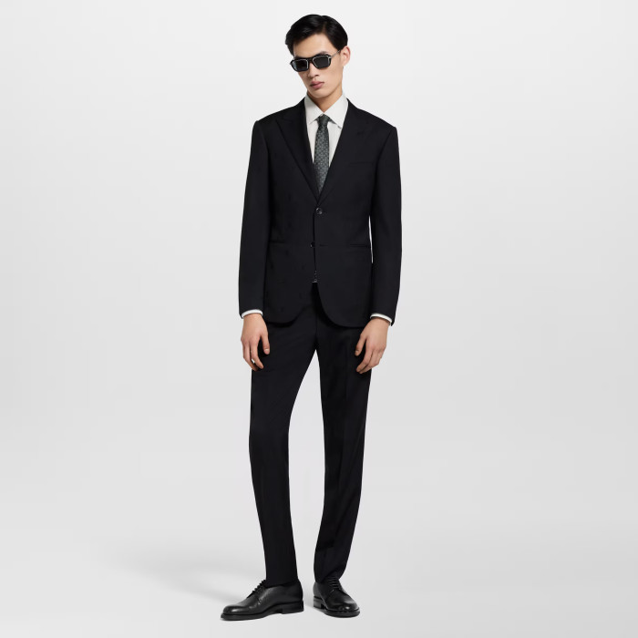NIGO Louis Vuitton Men's Spring/Autumn Solid Colour Embroidered Hidden Pattern Printed V-Neck Single-Breasted Long-Sleeved Suit Jacket and Trousers Set Suit #nigo77442