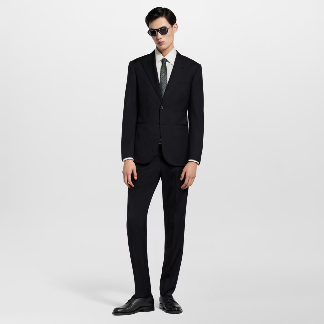 NIGO Louis Vuitton Men's Spring/Autumn Solid Colour Embroidered Hidden Pattern Printed V-Neck Single-Breasted Long-Sleeved Suit Jacket and Trousers Set Suit #nigo77442