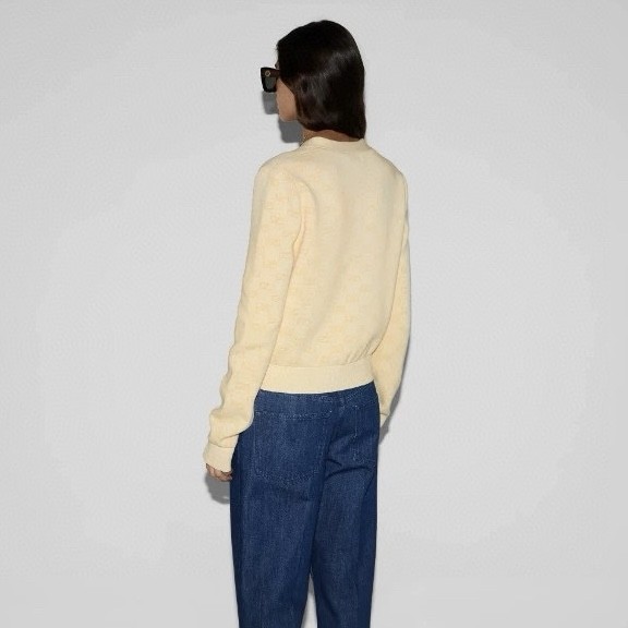 NIGO Gucci Women's Spring And Fall V-neck Single Breasted Drop Shoulder Long Sleeved Knit Cardigan Jacket #nigo77431